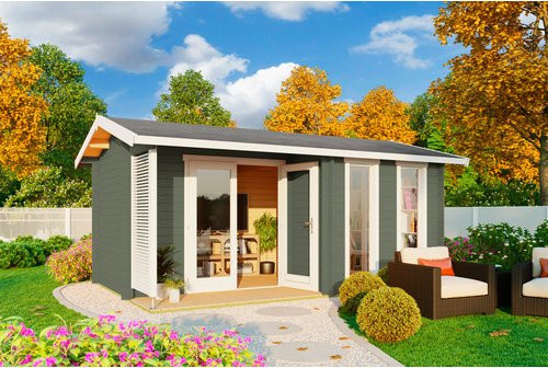 Lasita Holz-Gartenhaus Riverside Satteldach in Grüngrau lasiert B/T/H: 480 x 300 x 250,8 cm - Bild 1