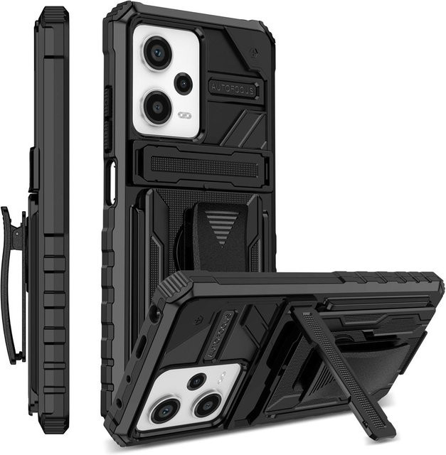 Stoßfeste Heavy Duty Rüstung Schutzhülle mit Gürtelclip für Xiaomi Redmi Note 10 Pro, Note 9s, Note 9 Pro und Note 10 5G in Schwarz - Bild 1
