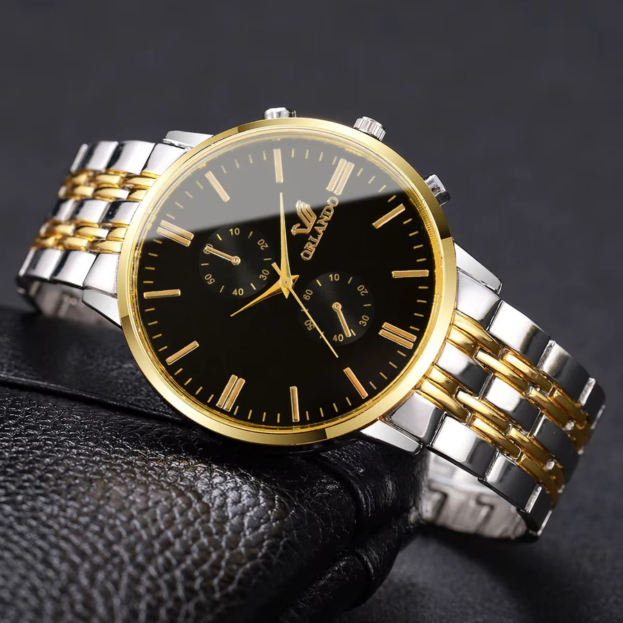 yolako Armbanduhr, Quarz, Edelstahl, Schwarz, Silber, Herren - Bild 2