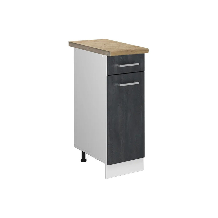 Vicco R-Line Küchenunterschrank mit Schubladen und Arbeitsplatte in Schwarz Beton und Eiche, B/T/H: 30 x 30 x 30 cm - Bild 3