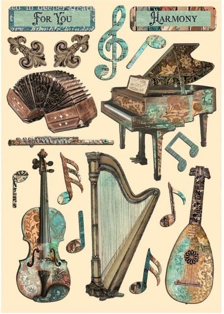 Stamperia Lasercut-Motive Music aus Sperrholz in Multicolor - Bild 1