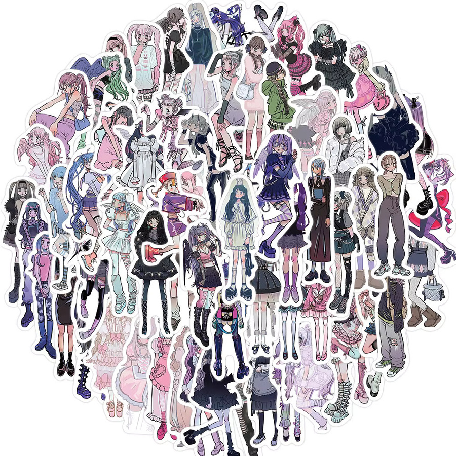Rspctou Y2K Domi Girl Aufkleber Set mit abstrakten Cartoon-Motiven in Multicolour zur Dekoration von Notizbuch, Skateboard und Handy - Bild 3