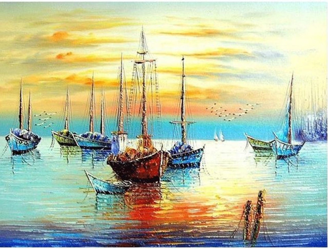 FIYO Diamond Painting Set Segelschiff auf dem Meer, Maritimes Motiv, Mehrfarbig, B/H: 30 x 20 cm - Bild 1
