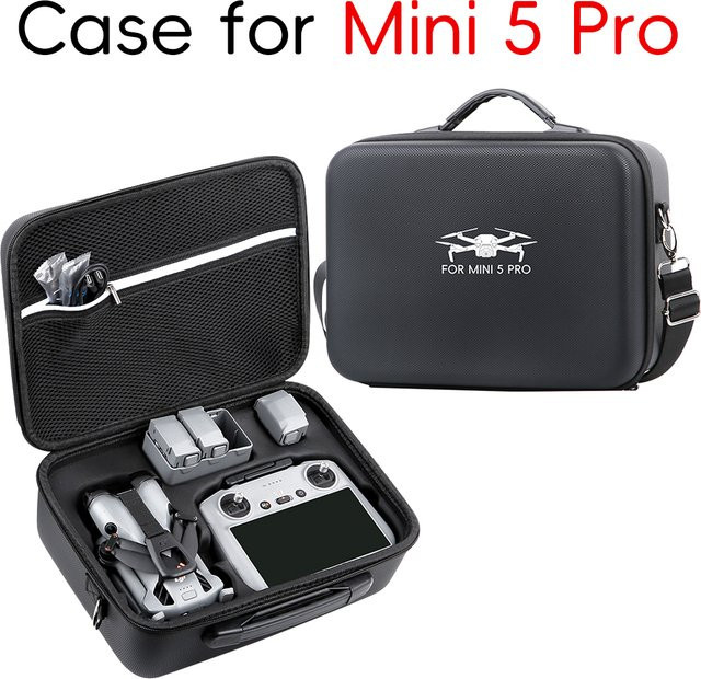 Stoßfeste DJI Mini 5 PRO Tragetasche in Grau für Drohne, Fernbedienung und Zubehör als Schultertasche - Bild 1