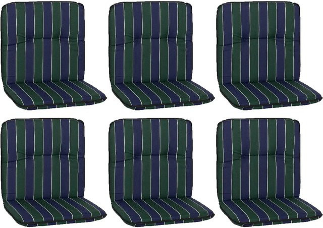 Beo Sitzauflage Niedriglehner Eagle 6er-Set Blau-Dunkelgrün gestreift - Bild 1