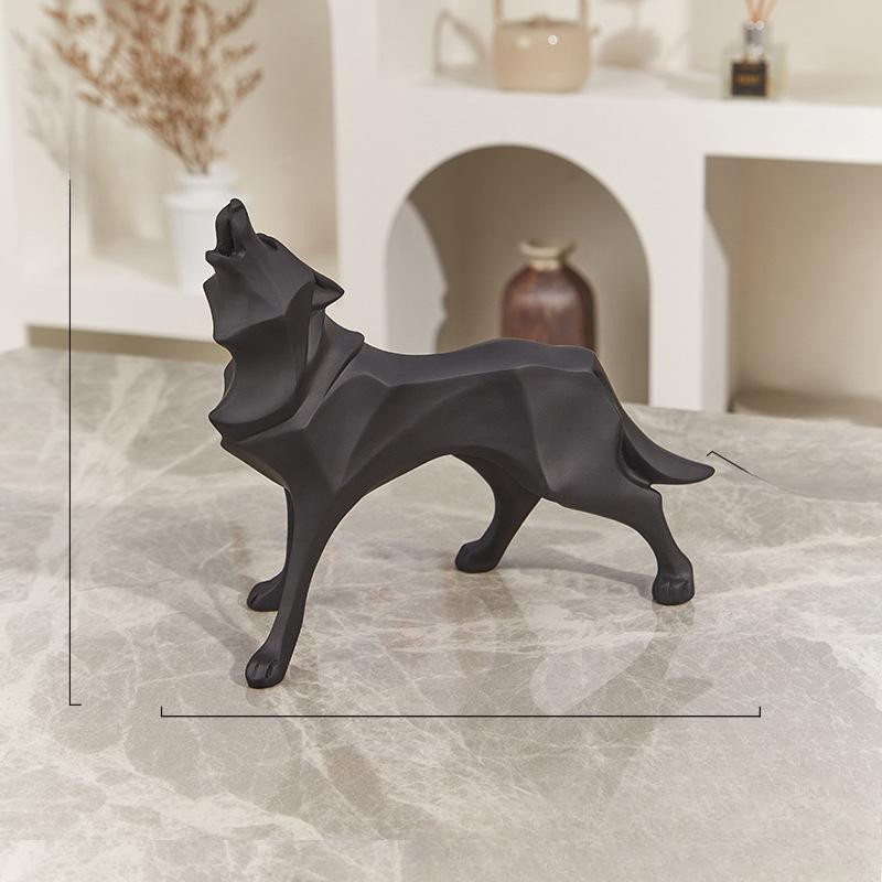Yiran Furniture Geometrische Wolf Ornamente aus Kunstharz für die moderne Heimdekoration - Bild 2