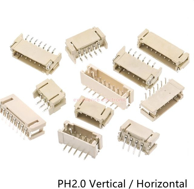YanYunDZ JST PH2,0mm SMT Stecker Set, Beige, 2-10 Pin Auswahl, Horizontal und Vertikal, 2,0 mm Pitch, SMD Männlich - Bild 1