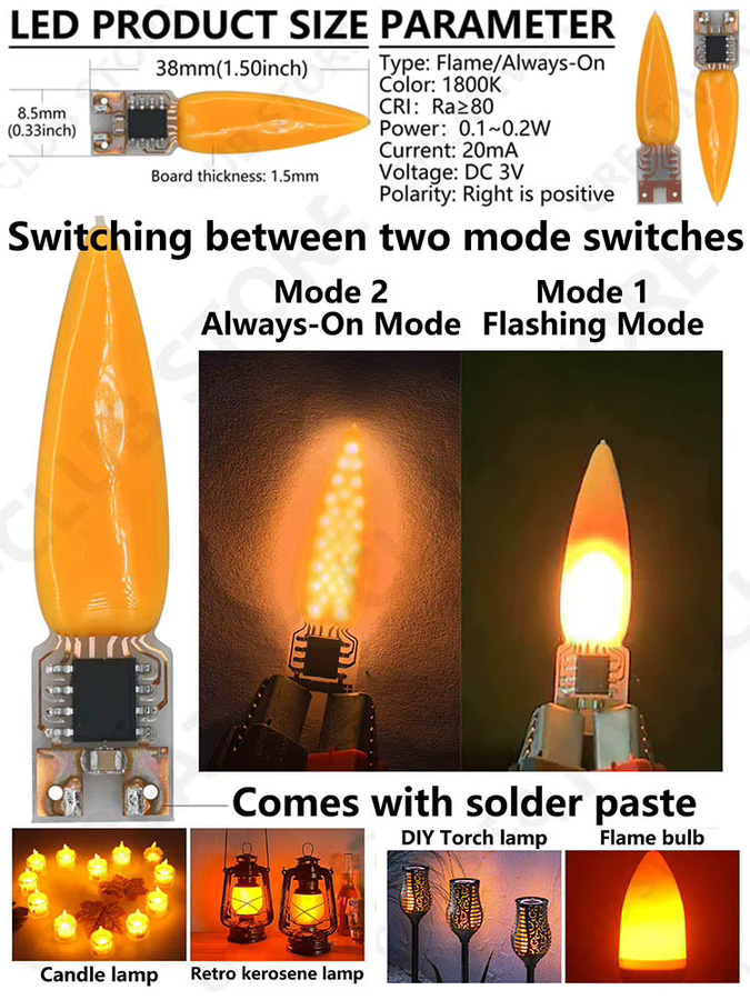 DT&ZM LED-Docht für LED-Kerzen mit flackerndem Effekt in Orange, 3 V, 2 Modi für DIY-Kerzenlicht-Zubehör - Bild 7