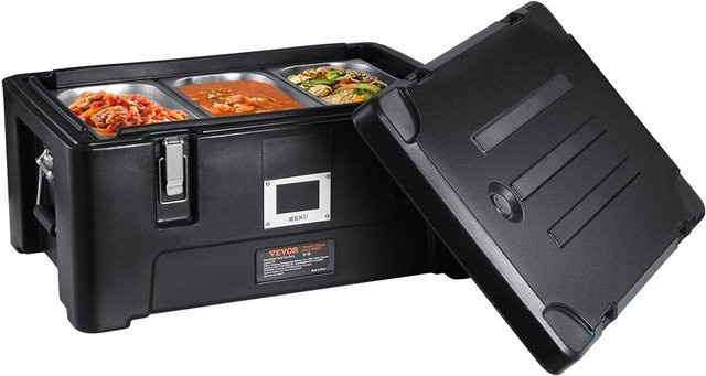 Vevor Isolierter Speisenwärmer in Schwarz mit 3 Edelstahl-Behältern, Stapelbare Catering-Warmbox mit 36 Quart Fassungsvermögen - Bild 1