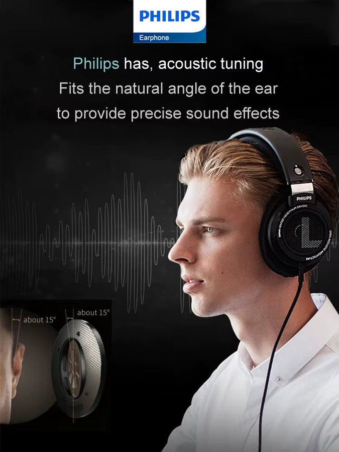 Philips SHP9500 HiFi Stereo Over-Ear Kopfhörer in Schwarz mit 3,5mm und 6,3mm Anschluss - Bild 4
