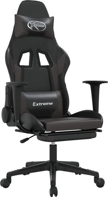 vidaXL Gaming-Stuhl Modell 4 in Schwarz und Grau aus Kunstleder mit Fußstütze und Kopfstütze - Bild 1