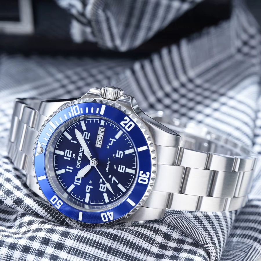 Deesio Armbanduhr Automatik, Edelstahl, Blau, Herren - Bild 4
