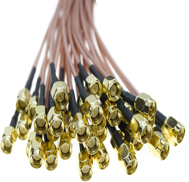RFProMaker 5er Set RG316 SMA auf SMA Stecker Adapter Crimp für Koaxialkabel Verlängerung in Gold - Bild 1