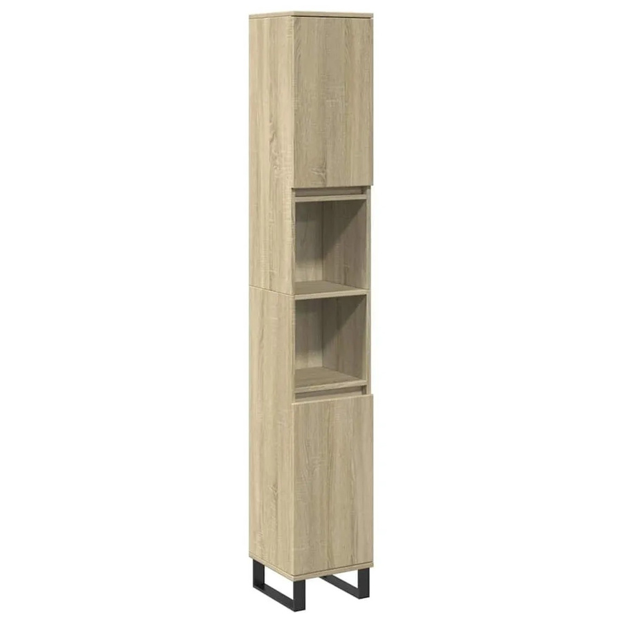 vidaXL Badschrank Sonoma-Eiche, Wandmontage, Braun, B/T/H: 30 x 30 x 190 cm - Bild 2