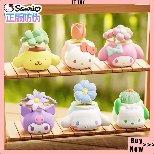 Sanrio Topfpflanze Serie Blind Box Ornament mit süßen Mädchen Cartoon Figuren wie Kuromi und Melody in Pink zur Büro Dekoration - Bild 1