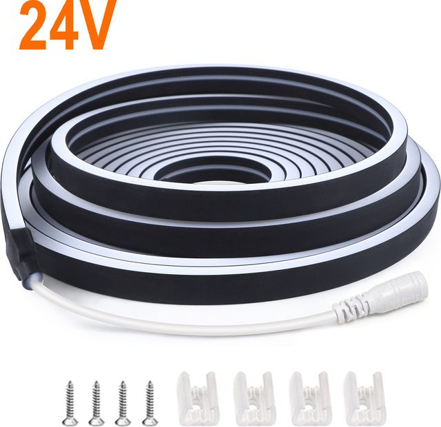 Lcamaw Flexible LED Neon Flex Lichtschlauch, Wasserdicht, DC24V, Schwarz, Breite: 6 mm, Höhe: 12 mm - Bild 1