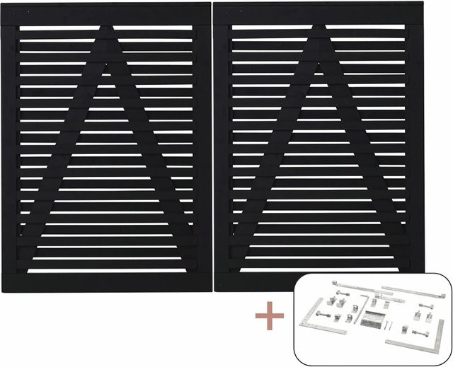 Plus Osaka Doppeltor aus Nadelholz in Schwarz B: 136 cm, H: 200 cm - Bild 1
