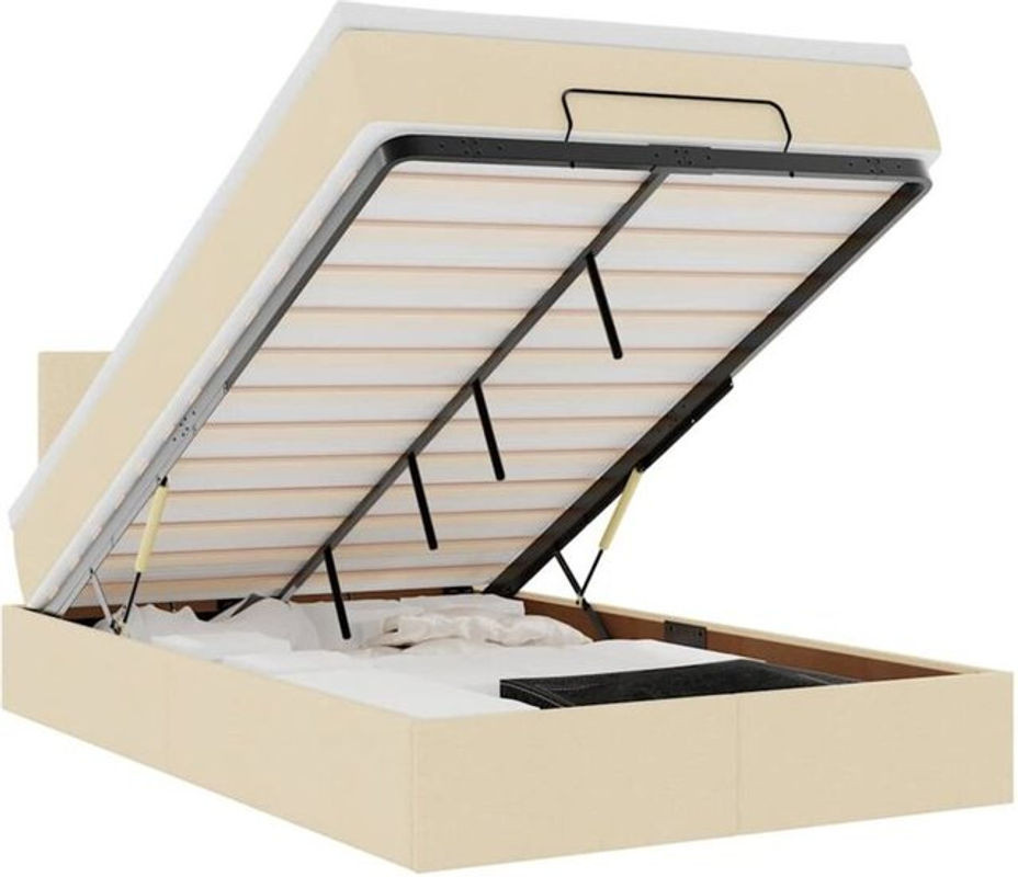 vidaxl Ottoman Polsterbett mit Matratze aus Stoff in Beige, B/T: 120 x 190 cm - Bild 1