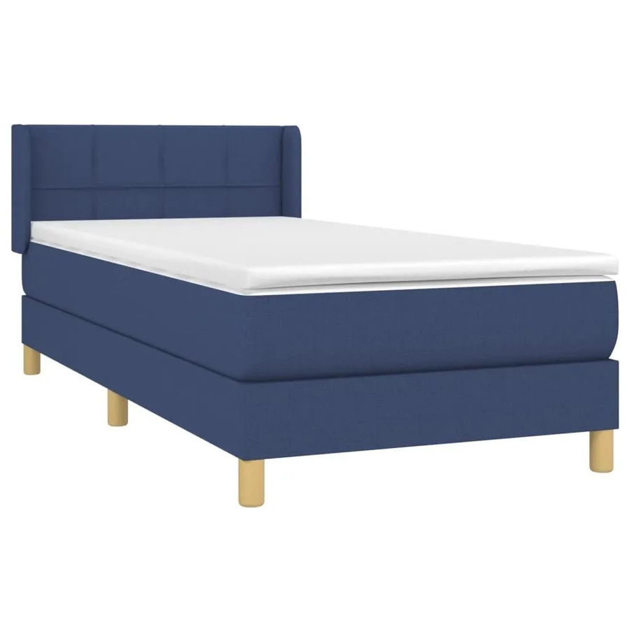vidaXL Boxspringbett mit Matratze Hybrid-Design in Blau und Weiß, B/T/H: 90 x 200 cm - Bild 2