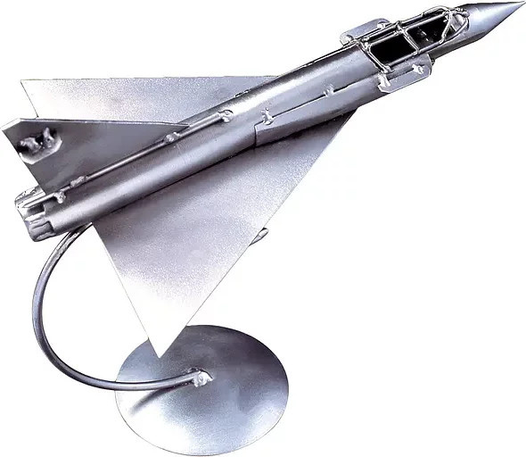 Der Schraubenmännchen Metall Modellflugzeug Mirage 2000 Jet Fighter in Silber - Bild 1