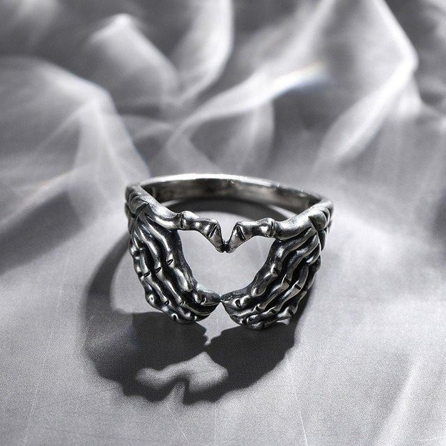 Skeleton Hand Ring, Silber, Schwarz, Herren - Bild 1