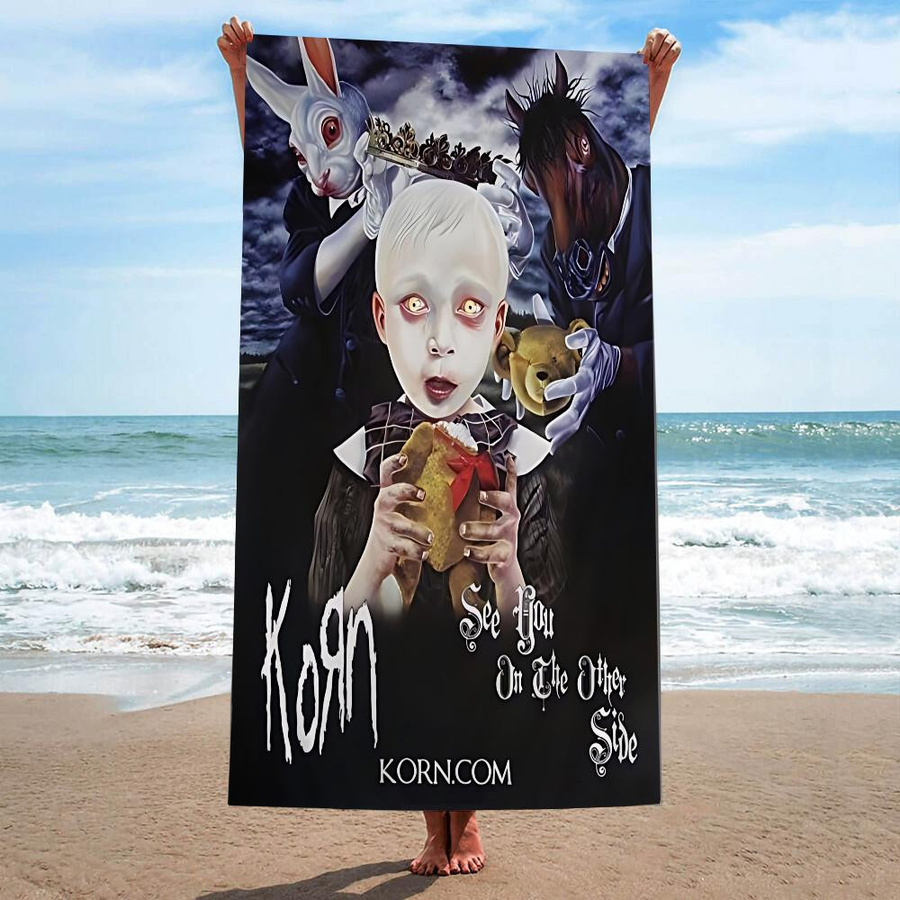 K-Korn Rockband Mikrofaser Strandtuch, Saugfähig und Schnelltrocknend, Multicolour, B/H: 30 x 60 cm - Bild 1