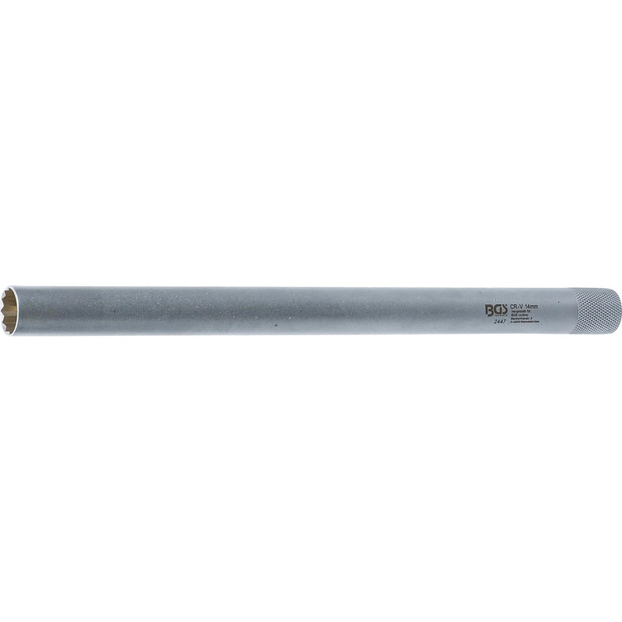 BGS Zündkerzen-Einsatz mit Magnet, Zwölfkant, extra lang, Antrieb Innenvierkant 3/8 Zoll, SW 14 mm, silber - Bild 2