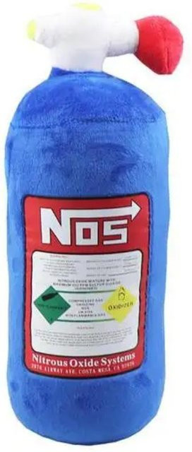 NOS Lachgasflasche Kissen aus Plüsch in Blau, B/H: 45 x 18 cm - Bild 1