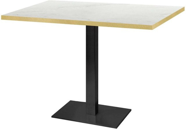 RestooTab Tisch Milan rechteckig mit weißer und beiger Platte sowie schwarzem Gestell, B/T/H: 120 x 70 x 75 cm - Bild 1