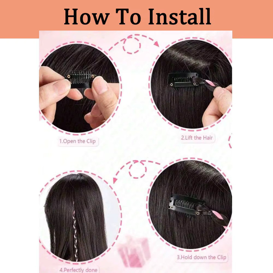 Refeeny Clip-In Box Braid Haarteilverlängerung, 2 Stück, 18 Zoll, Synthetik - Bild 5