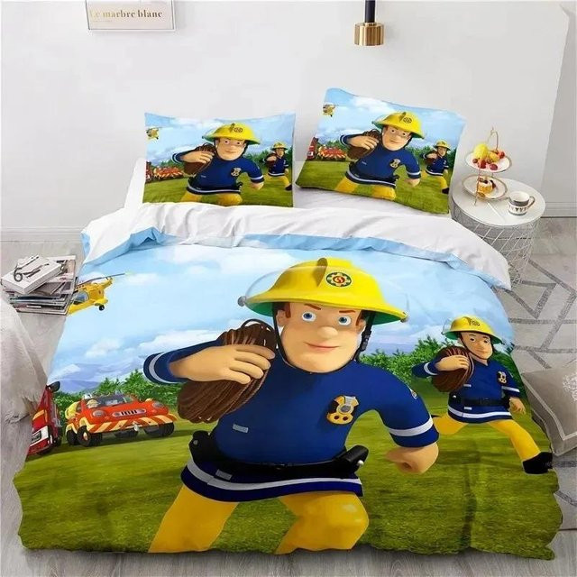 Feuerwehrmann Sam Bettwäsche-Set für Kinder und Erwachsene, Blau, Material: Mikrofaser, B/H: 200 x 230 cm - Bild 1