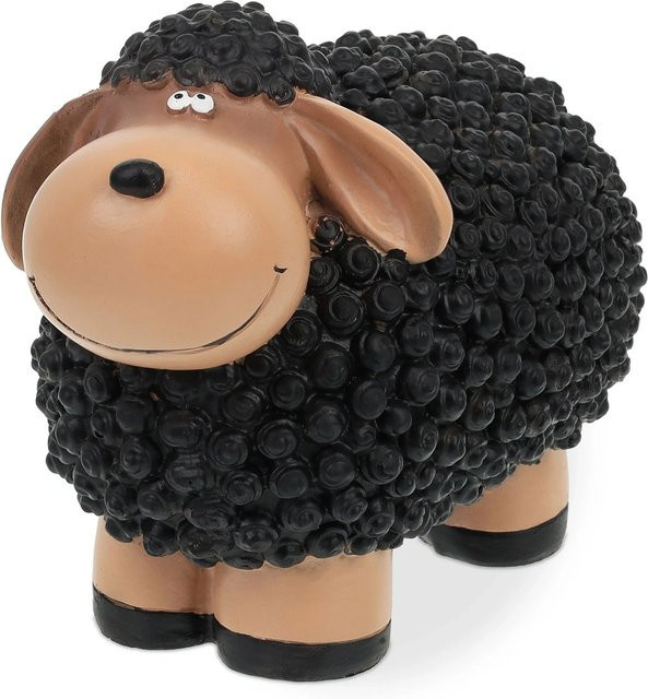 Relaxdays Gartenfigur Schaf aus Polyresin in Schwarz und Braun, handbemalt und wetterfest, B/T/H: 16 x 21 x 12,5 cm - Bild 1