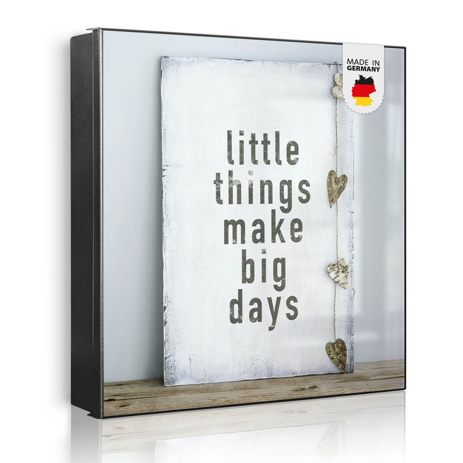 Schlüsselkasten aus Metall von banjado mit 32 Haken und beschreibbarer magnetischer Front, Motiv Little Things, B/H: 30 x 30 cm - Bild 1