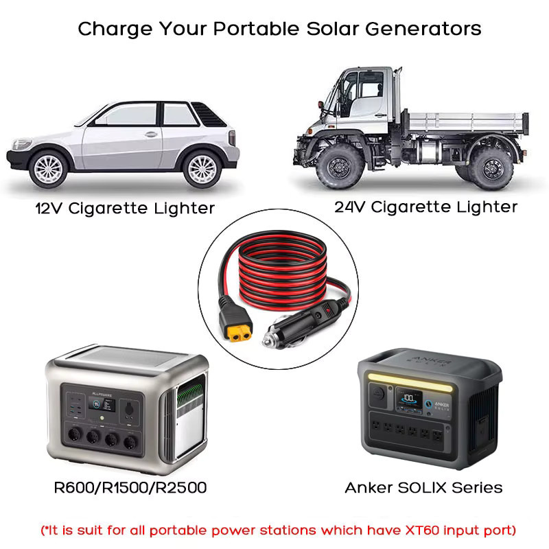 ALLPOWERS Auto-Zigarettenanzünder zu XT60 Ladekabel für Solargeneratoren, Länge: 3 m - Bild 4