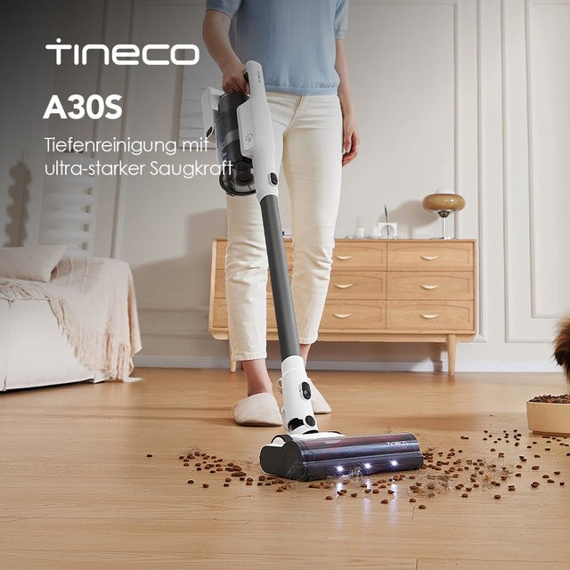 Tineco A30S Akku Staubsauger kabelloser Stabstaubsauger mit 160W und 20000pa, 60 Min. Laufzeit, Handstaubsauger mit 1L Staubbehälter und ZeroTangle Bürste für Tierhaare und Hartböden - Bild 1