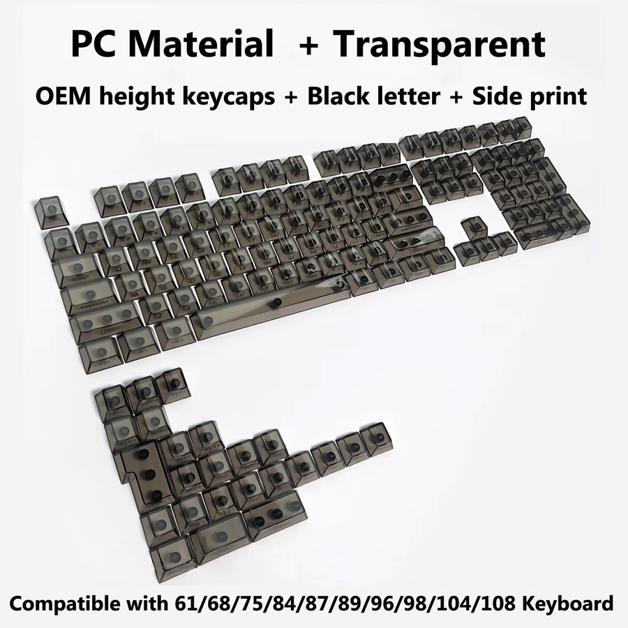 Oeny Transparente Tastenkappen für mechanische Tastaturen mit RGB-Hintergrundbeleuchtung, Set mit über 130 Tasten in Schwarz und Transparent - Bild 2