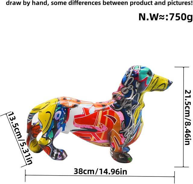 Yiran Furniture Modernes Dackel Hunde Ornament als kreatives Weinregal und Tischdekoration in Multicolor - Bild 1