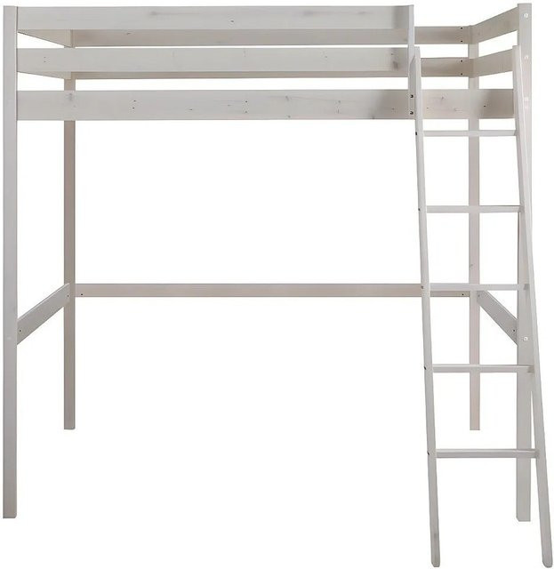 Vente-unique Hochbett Gedeon aus massiver Kiefer, Weiß, B/T/H: 140 x 190 cm - Bild 1