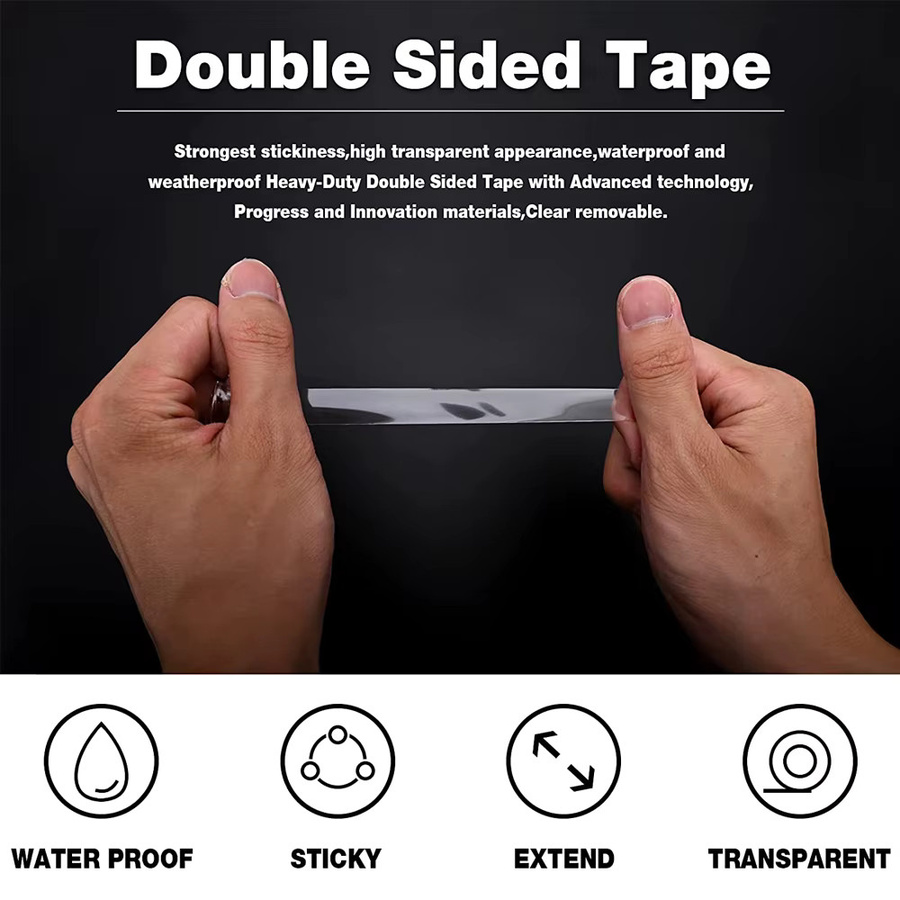 TFAAI Transparentes Acryl-Doppelseitiges Klebeband für Heimdekoration, Breite: 6 mm bis 30 mm - Bild 1