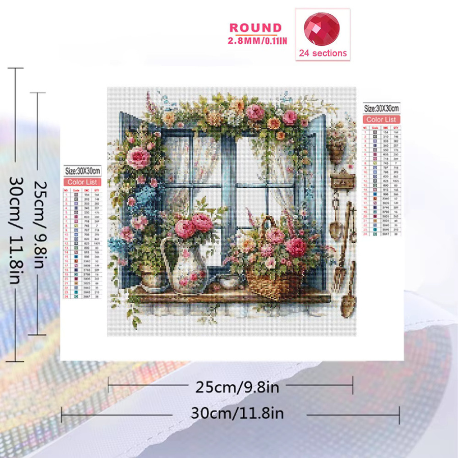 EverShine 5D DIY Diamant-Mosaik Blumen-Landschaftsbild mit runden Strass-Diamanten in Multicolour für Kinder und Hobby-Bastler - Bild 2