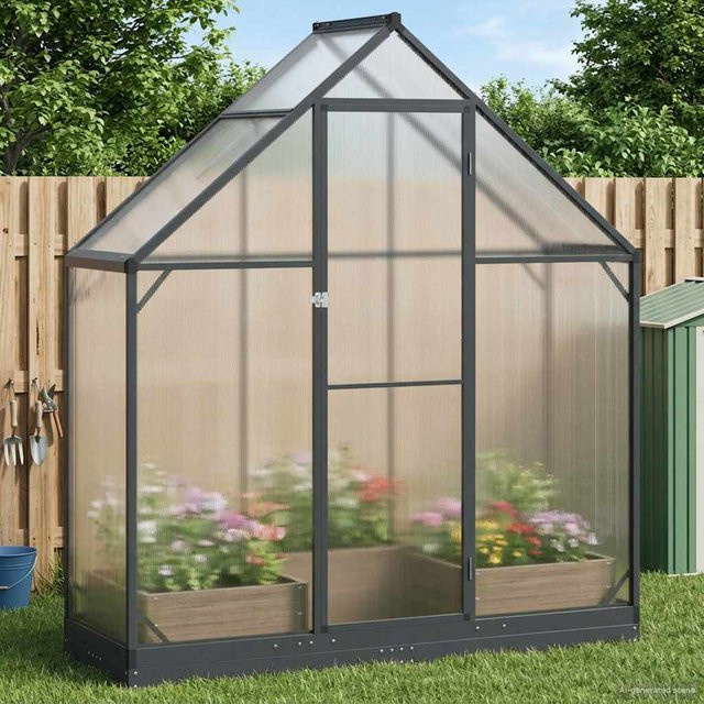 Garten-Gewächshaus mit Tür von VD Home Furnishing in Anthrazit, B/T/H: 183,5 x 63,5 x 207 cm - Bild 1