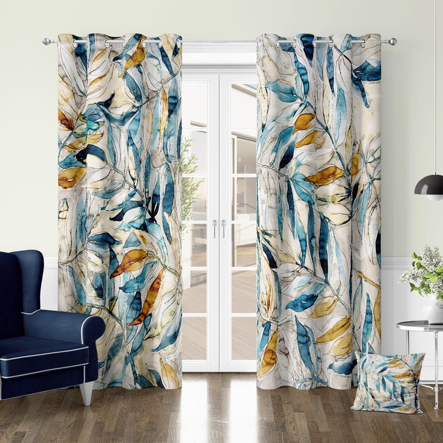Yiran Furniture Vorhänge Tropische Vegetation in Grün und Multicolour, 2er-Set mit Stangentasche, B: 50 cm, H: 140 cm - Bild 2