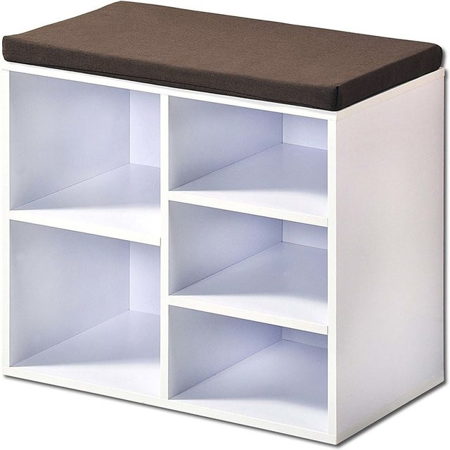 HTI-Living Garderobenbank mit Schuhregal und Sitzkissen in Weiß - Bild 1
