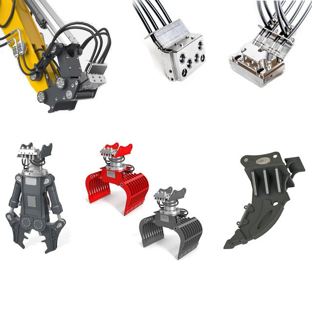Huina Metall gebogener Vertikutierer, hydraulischer Klauenschere Schnellverbinder, 1:14, Zubehör - Bild 1