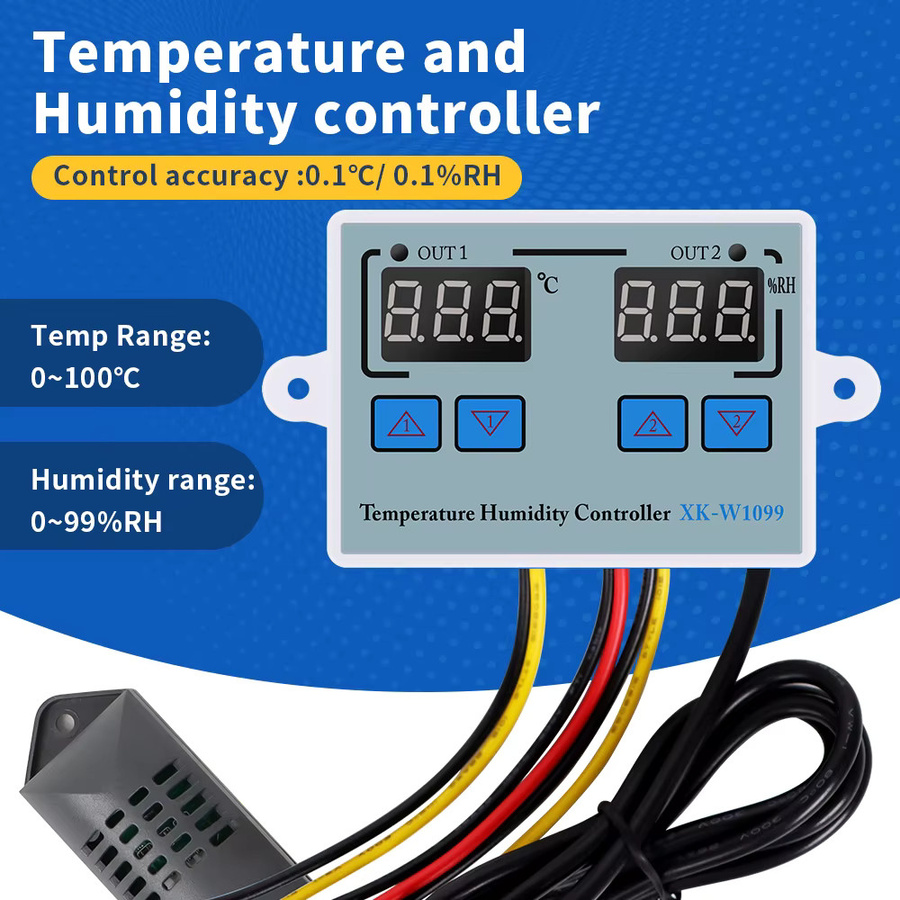 JUANJUAN W1099 Dual LED Digital Temperatur und Feuchtigkeit Controller Thermostat für Heizung und Kühlung in Weiß - Bild 2