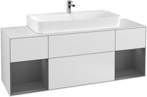 V&B Finion Waschtischunterschrank mit Wandbeleuchtung, Breite: 160 cm, Farbe: Anthrazit und Weiß, lackiert - Bild 1