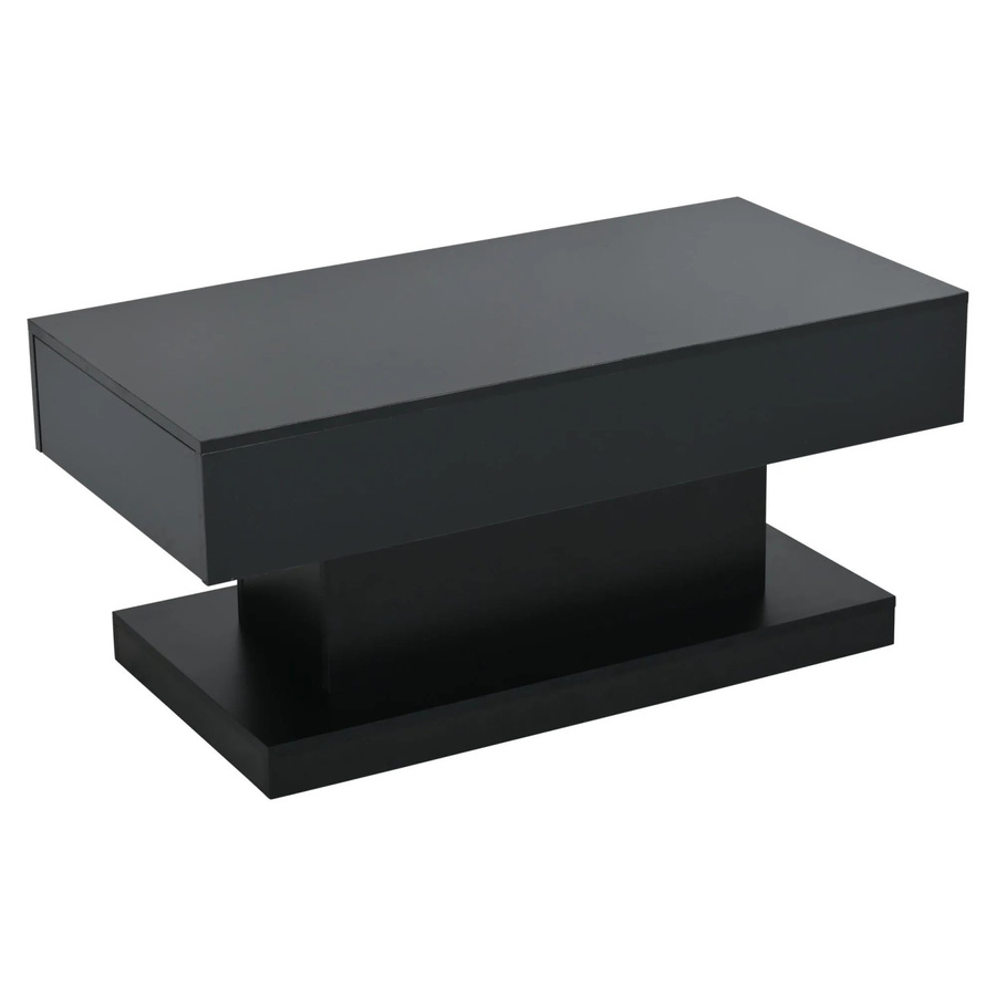 okwish Couchtisch mit LED Lichtleiste und Schubladen in Schwarz Hochglanz, B/T/H: 100 x 50 x 45 cm - Bild 2
