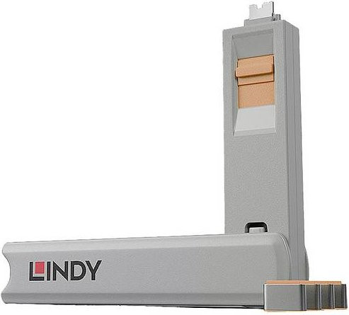 Lindy USB-C Port Schloss 4er Set in Orange inklusive Schlüssel 40428 - Bild 1