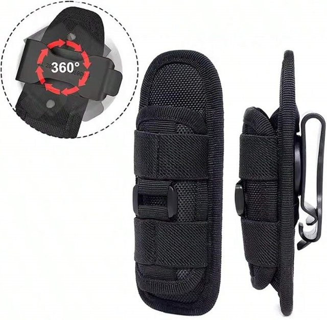 Schwarze Outdoor-Hüfttasche aus Stoff mit 360-Grad-drehbarer Aufhängung für deine Taschenlampe und dein Überlebensset - Bild 1