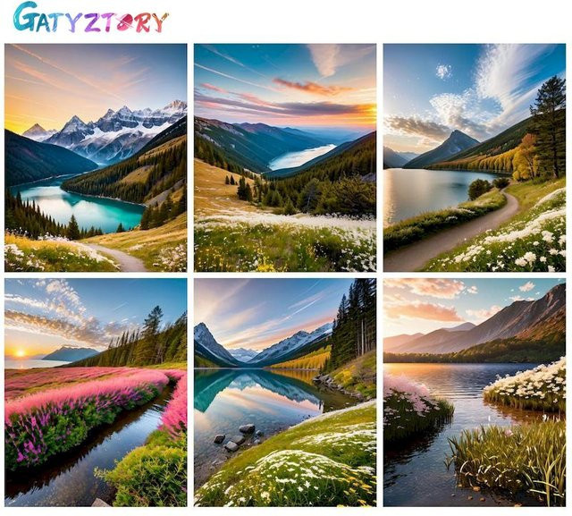GATYZTORY DIY 5D Diamantmalerei Landschaft Wald Mosaik Bild mit Full Round Strass Steinen für deine Dekoration - Bild 1